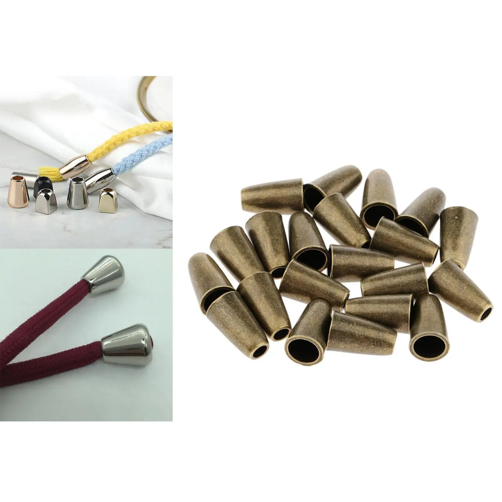 20Pcs Conical Bell Toggle Stopper Cord Locks End for Hoodie Sweater Sportwear