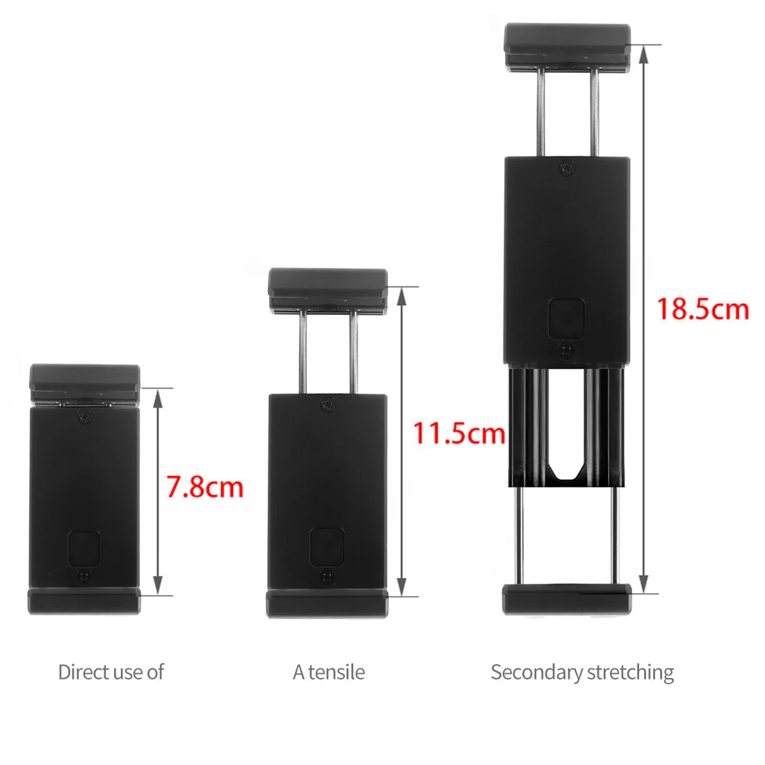 Dual 1/4 Screw Hole Tripod Mount Adapter Tablet Stand Plastic Phone Clip Bracket