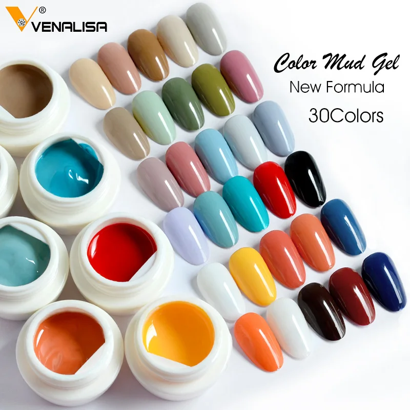 VENALISA Color Mud Gel Full Coverage Pure Color Paint Gel DIY Creamy Texture Nail Gel Polish Manicure Varnishes Solid UV Gel