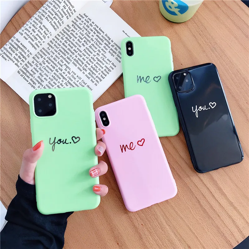 

Phone Case For iPhone 11 Pro MAX X XS Max XR Case Couple You Me Love Heart Coque For iPhone 7 8 Plus 6 6s Plus Case Back Cover Fundas