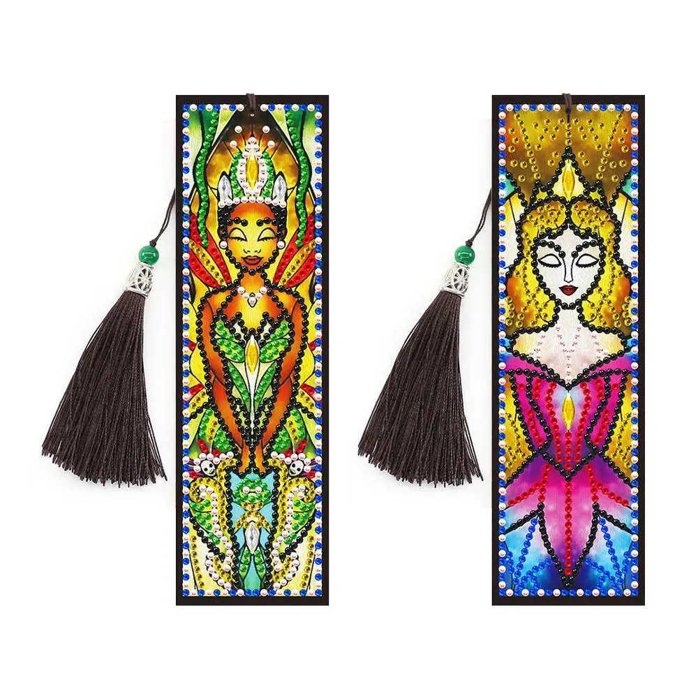 2pcs set DIY 5D Diamond Painting Bookmarks PU Diamond Mosaic Embroidery Cross Stitch kit Gift kawaii book mark 