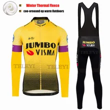 pro team jumbo visma зимняя флисовая велосипедная майка, Мужская теплая велосипедная ткань MTB Ropa Ciclismo, велосипедная Майо гелевая подкладка