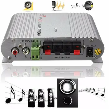 

Car Amplifier Aluminum New LVPIN 20W 12V Super Bass Mini Hi-Fi Car Stereo Amplifier Booster Radio Accesorios Coche