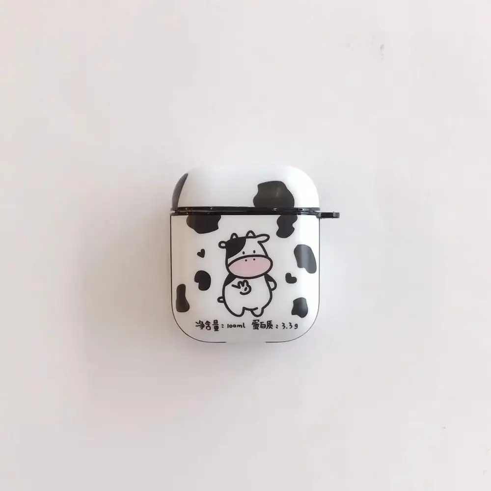 

The New cute cartoon Anti-fall Cow Glossy IMD Silicone Earphone Case For Apple new AirPods 1/2 Wireless bluetooth Headset cover