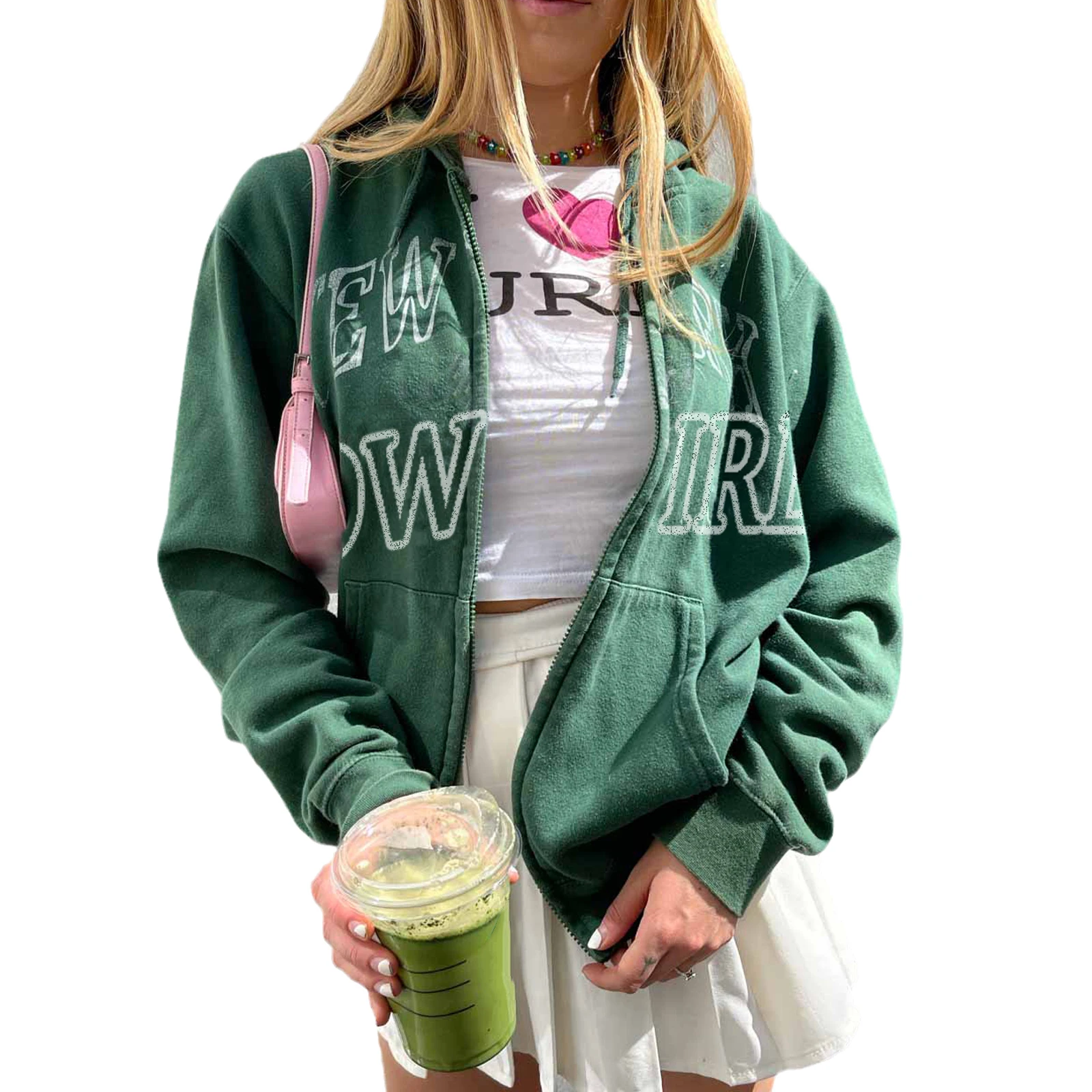 

Повседневные женские толстовки на молнии, Модные свитшоты большого размера с длинным рукавом и буквенным принтом, стильная Женская толстовка с капюшоном и карманами