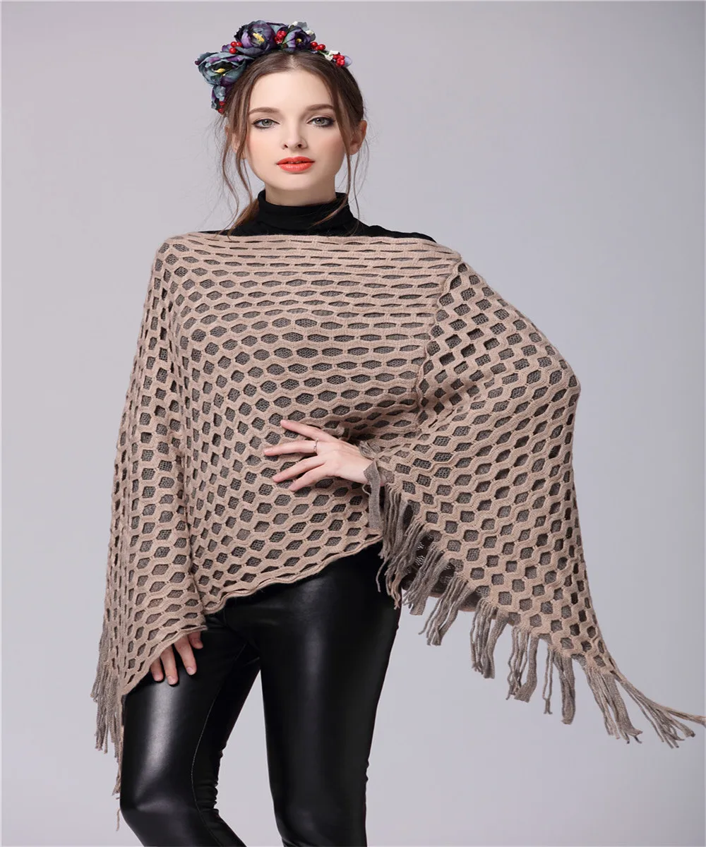 Korean Style Women New Irregular Fringed Shawl Sweater Coat Batwing Sleeve Cloose Jumper