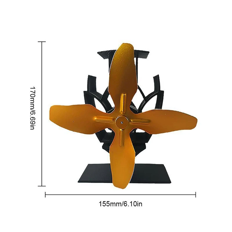 

4 Blade Heat Powered Stove Fan Log Wood Burner Eco Friendly Quiet Fan Home Efficient Heat Distribution