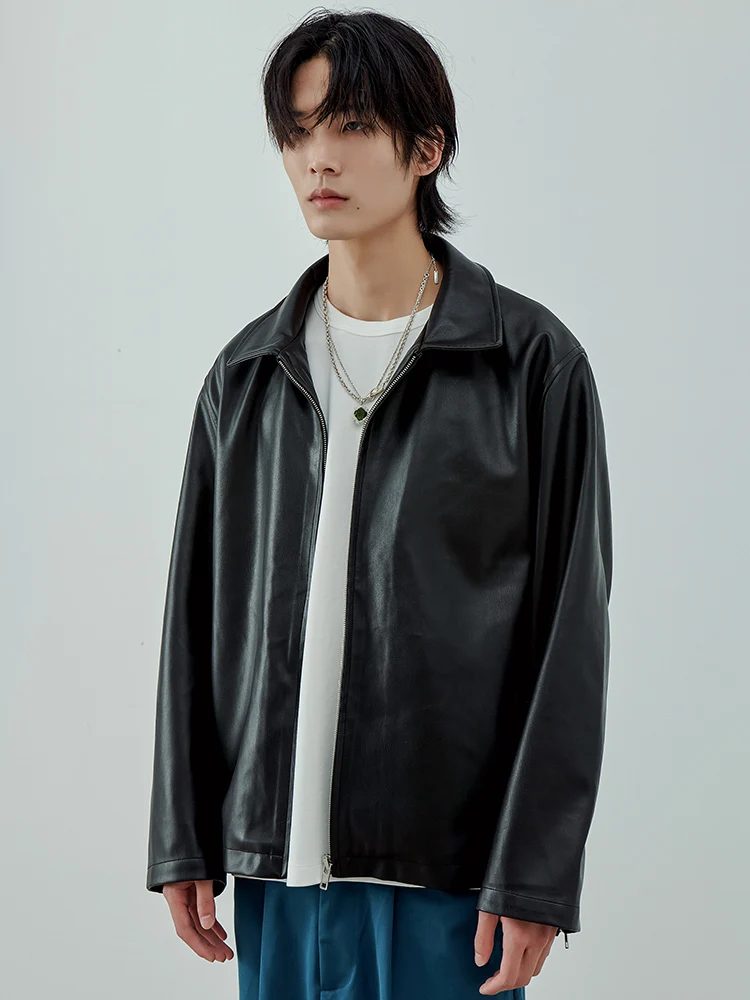 

S-6XL New Men's clothing fashion Original design casual zipper leather Jacket Coat plus size costumes