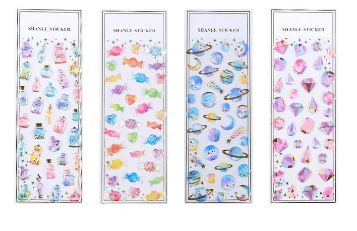 3   Mobile Phone Shell Stickers Shiny Gold Crystal Epoxy Sticker Starry Love Star Stickers Acrylic Rhinestone Diy Jewelry Sticker