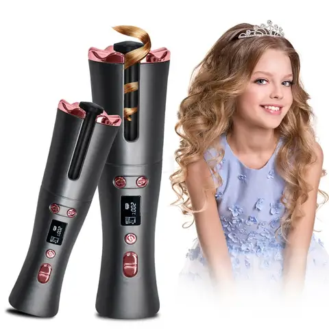 Modelador de Cabelo sem Fio Automático de Carregamento Ondulação do Cabelo Ferro com 6 Curling Configurações Temp Timer Tongs Ondas Praia Ferro Ondulação Usb &
