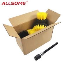 ALLSOME 3 шт. электрическая щетка для чистки сверла с губкой и удлинение крепления плиточные затирки электрическая щетка для чистки ванны HT2812