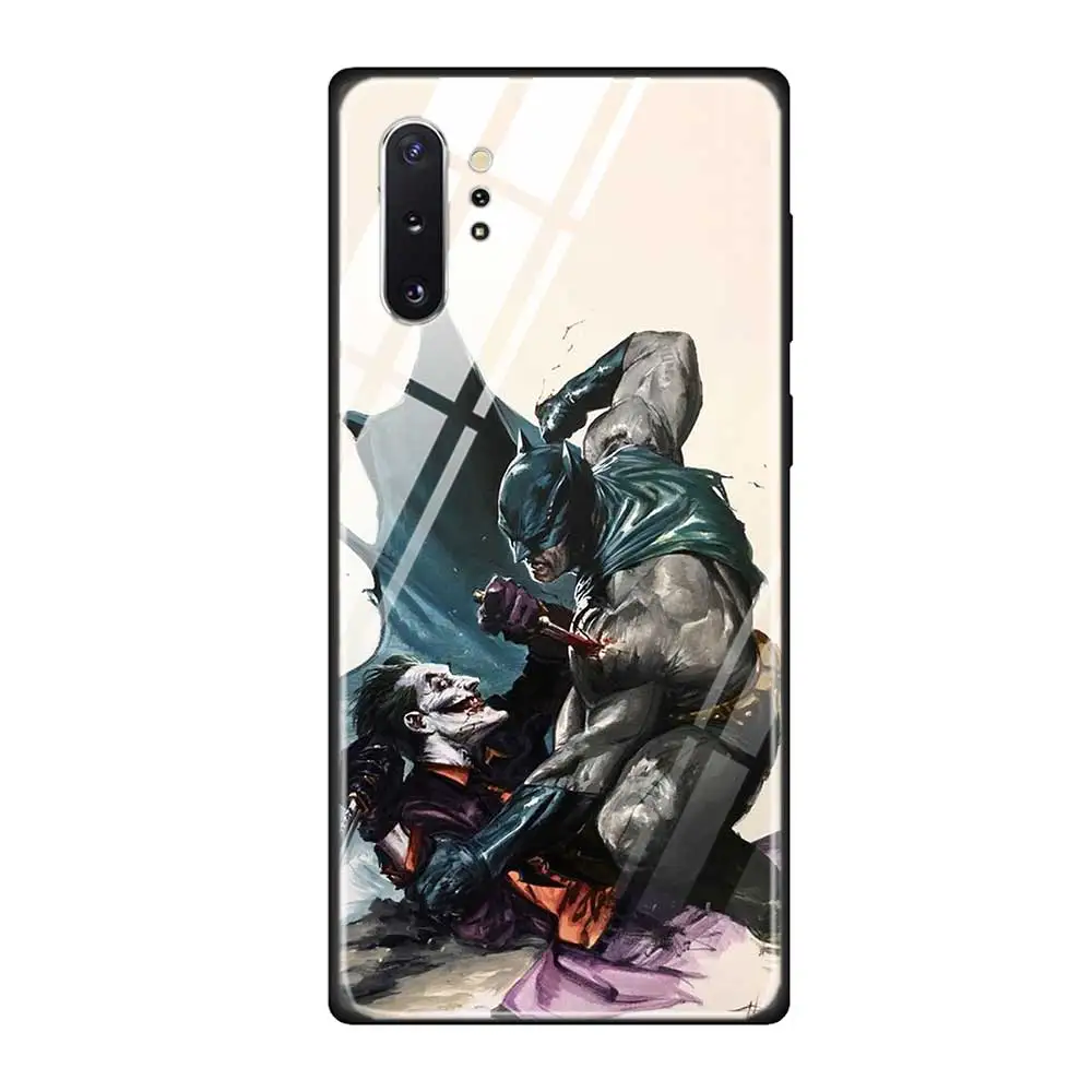 T06 Чехол для телефона из закаленного стекла для Samsung Galaxy S10 S10E S9 S8 Note 9 10 105G Plus A50 A30 TPU Мягкий край чехол Бэтмен Джокер Темный Kni - Цвет: T06