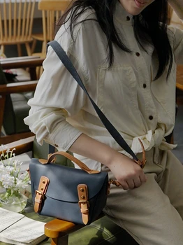 

Original Handmade Real Cow Leather Lady Small Cross Shoulder Bag High Quality Retro Handbag Unique Mini Messenger Bag Tote Purse