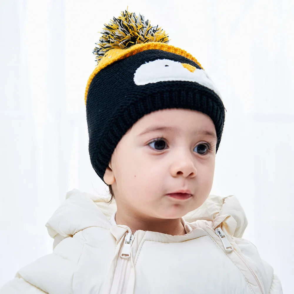 Комплект из 2 предметов, детская шапка перчатки Комплект Пингвин теплые вязаные свитера для девочек зимняя шапка Кепки мама детские шляпы кепки для девочек, мальчиков вязаная крючком для девочек, Для Мальчиков Шапка, зимняя шапка