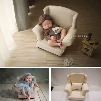 

Newborn Photography Props Boy European Style Retro Big Sofa with Pillow Baby Photo Shoot Bed Chair Studio Accessoire Photo Bebe