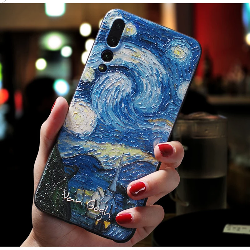 3D рельефный чехол для huawei P30 Lite, мягкий силиконовый чехол для huawei P10 P20 P30 mate 10 20 X Pro Lite, чехол на заднюю панель с изображением звездного неба