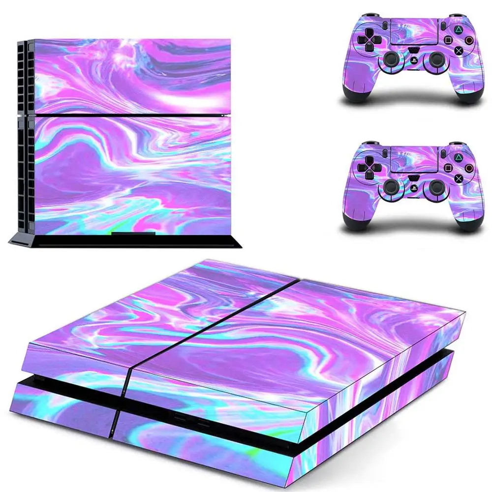 Чистый белый серебряный полное покрытие лицевые панели наклейка для PS4 наклейка для playstation 4 консоли и контроллеры наклейка для PS4 виниловая наклейка - Цвет: QPTM0423