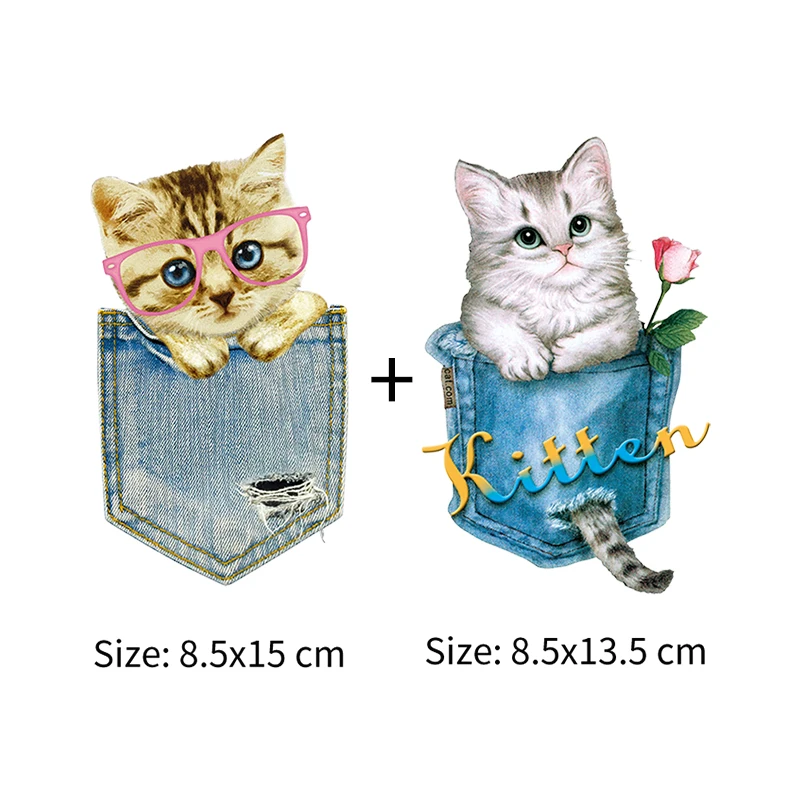 NEW Diy Cats Sticker Pocket Patches Iron On Clothes Bag Denim Patches Fashion Washable Easy To Use Heat Transfer Vinyl Stickers
