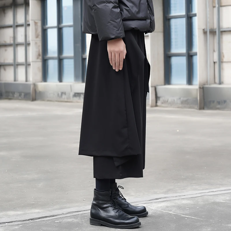 Men's new hair stylist style dark personality irregular design hip hop street couples with a casual nine point skirt