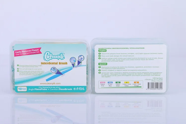 

English cleanpik Individual Package Straight/I-Shaped Interdental Brush Push-Pull Portable Interdental Brush Tooth Gap Brush