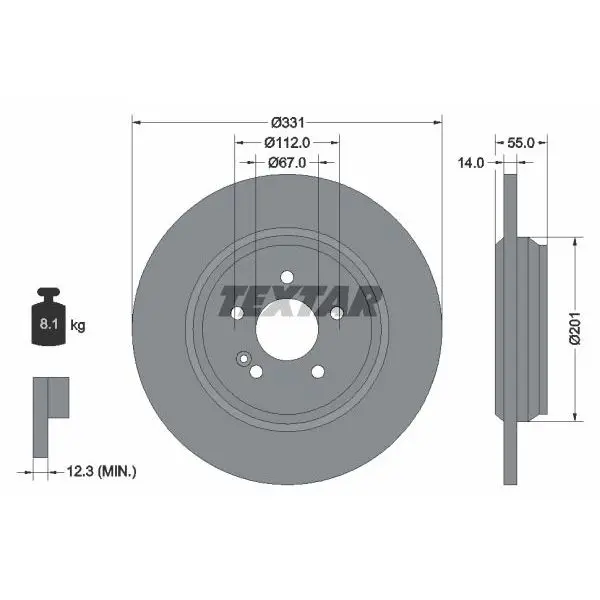 Диск тормозной задний MB W163 3.2-4.0CDi 98 TEXTAR 92103303