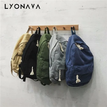 

School Backpack Women Fashion 2020 Brand New Casual Basic Female Canvas Simple Solid Color Students School Bags Shoulder Bags