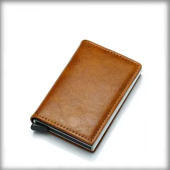 

Men Wallet Money Bag Thin Mini Purse Male Metal Aluminium Card Wallet Small Smart Wallet homme self-motion Card Bag
