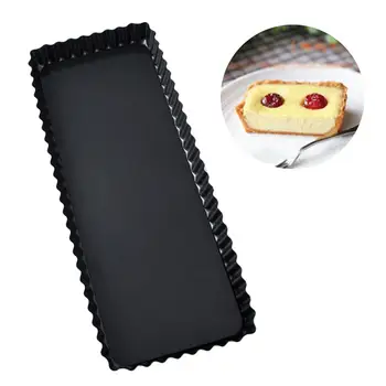 

14IN Non-Stick Bottom Rectangular Pie Cake Cheesecake Baking Mold Fluted Edges Rectangular Cake Baking Tray With Removable Base