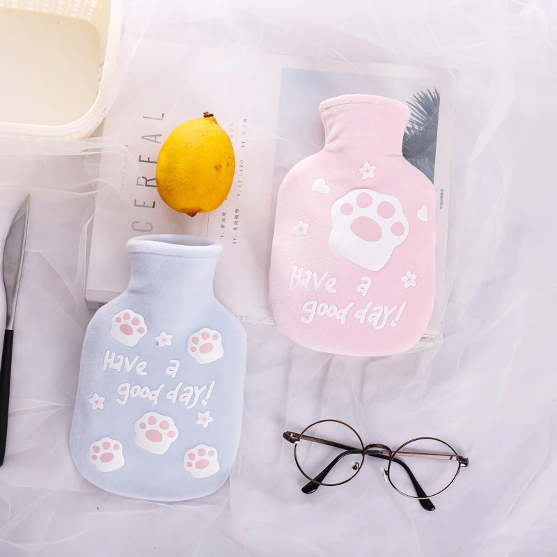 350ML Creative Cute Flannel Cover Hot Water Bottle Water Inserted Hand Warmer Bag Girl Warm Hand Bag High Quality 1pc