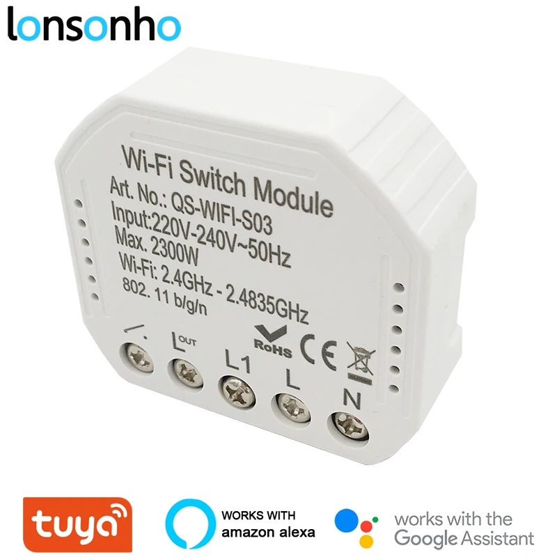 Lonsonho Tuya Smart Wifi переключатель реле 220 В ЕС 1 2 банды переключатели Smartlife совместимый с Alexa Google Home мини помощник