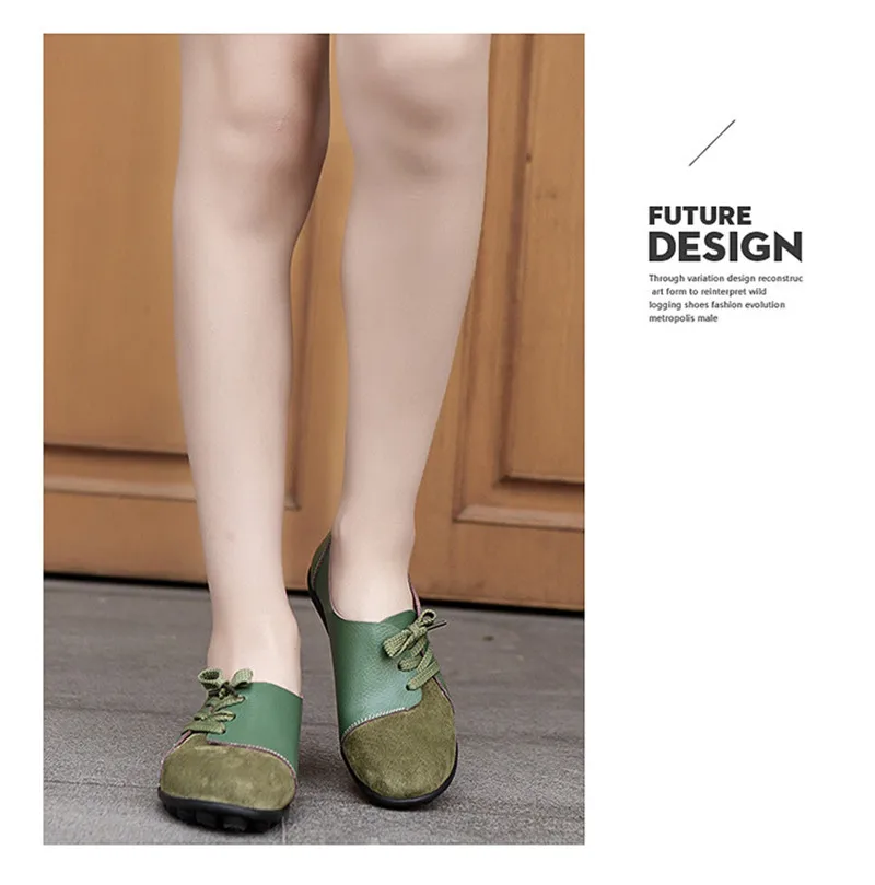 2019 New Leather Women Plus Size Sewing Flats Moccasins Loafers Ballet Flats Women Comfortable Soft Casual Shoes Ladies VT634 (30)
