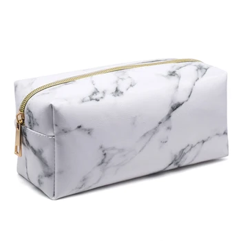 

Large Capacity Simple Marble Pencil Case Cute Pu Zipper Makeup Storage Student Pen Box Bags School Stationery Supplies