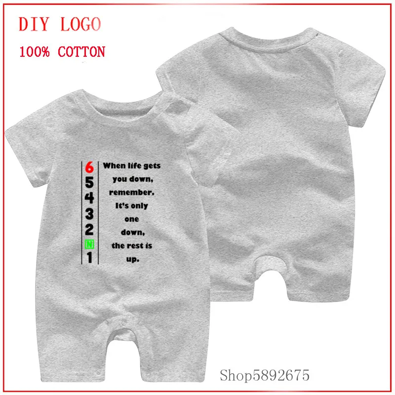 Printed with 1N23456 one down rest up black logo newly One-Piece 100% Pure cottons and comfortable clothes New born baby Rompers |