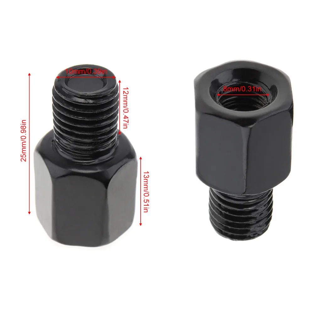 2pcs Motorcycle Mirror Screw Adapter M10 M8 8mm 10mm Right Left Hand Thread Conversion Motorbike Rear Mirror Bolt Screw foot rests