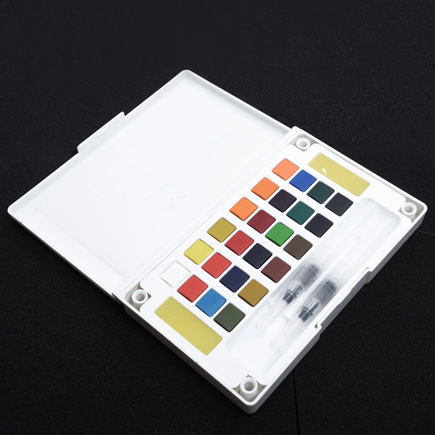 Solid Watercolor Paint Box Groove Design With Paintbrush Portable Box Kit