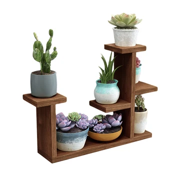 

Free Standing Desktop Wood Plant Stand Indoor Decoration Multi Layers Space Saving Gift Balcony Flower Holder Modern Living Room