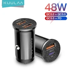 Carregador de carro kuulaa para celulares, carregamento rápido 4.0, 48w qc pd 3.0 usb para samsung, xiaomi, iphone adaptador de carregador de telefone,