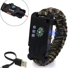 Набор для выживания на открытом воздухе браслет шнур SOS перезаряжаемый светодиодный светильник для походов кемпинга на открытом воздухе наборы первой помощи парашют