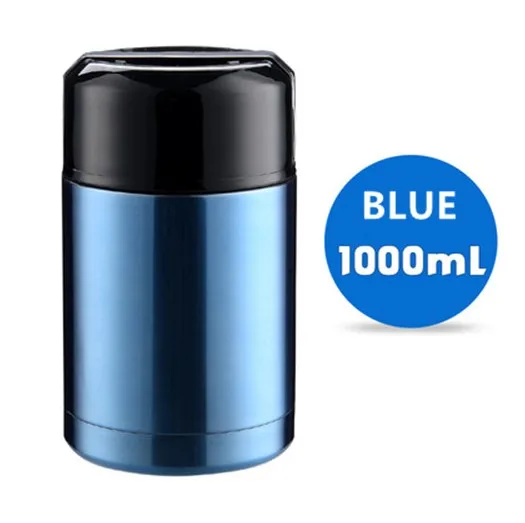 blue 1000ml Еда суп термос тепловой из нержавеющей стали вакуумный Ланч-бокс 800 мл 1000 контейнер для еды, мл Прямая поставка прочный дорожный пищевой контейнер - Цвет: blue 1000ml