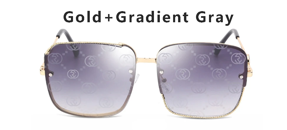 Oversized Square Sunglasses Women Luxury Brand Vintage Sunglasses For Women Female Metal Frame Gradient Lady Shield UV400 - Цвет линз: C3