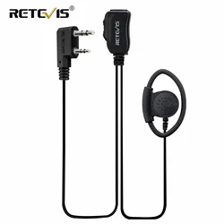 Retevis headset de walkie talkie eek012 ajustável em forma de d, com ptt e microfone para kenwood baofeng uv5r uv82 bf888s, retevis h777, rt5r