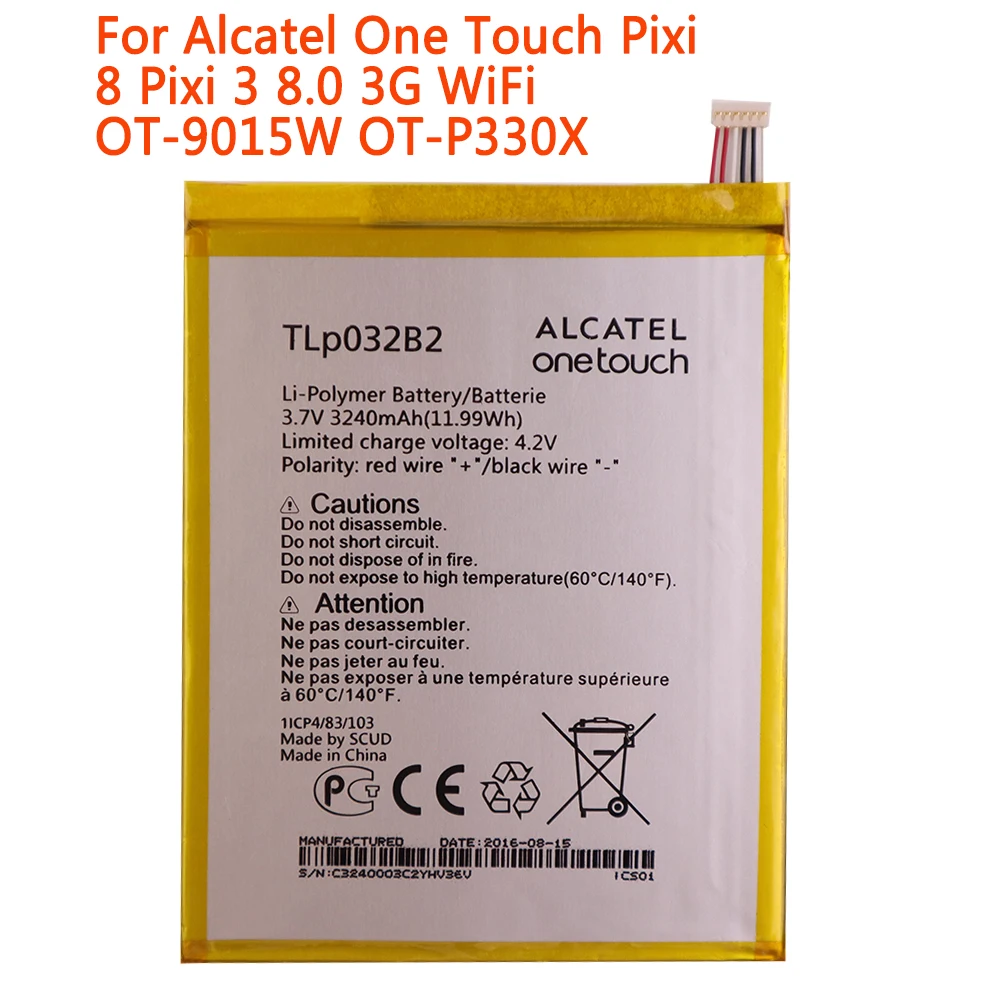 Высокое качество 3240 мАч TLp032B2 батарея для Alcatel One Touch Pixi 8 Pixi 3 8,0 3g WiFi OT-9015W OT-P330X TLp032B2 TLp032BD тесто