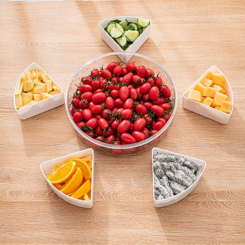 Plastic Snack Serving Tray with Airtight Lid and Removable Dividers  Portable Party Food Container Appetizer Fruit Candy Platters - AliExpress