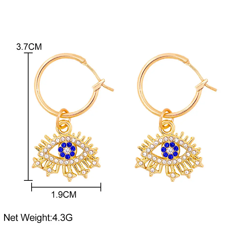 Trend Boho Blue Hollow Evil Eye Hoop Earrings for Women Gold Color Crystal Eyes Circle Huggies Hoop Earring Gifts Jewelry 2022