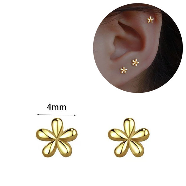Fashion Women's Minimalist Mini Geometric Studs Earrings Triangle Square Heart Star Zircon Small Earrings Party Jewelry