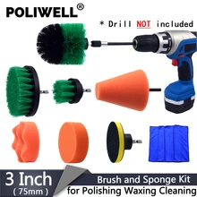 Brushes and Sponges Cleaning Kit for Drill 1/4 Inch Adapter Power Scrubber Brush+Sanding Pad+Sponge Car Kitchen Bathroom Cleaner