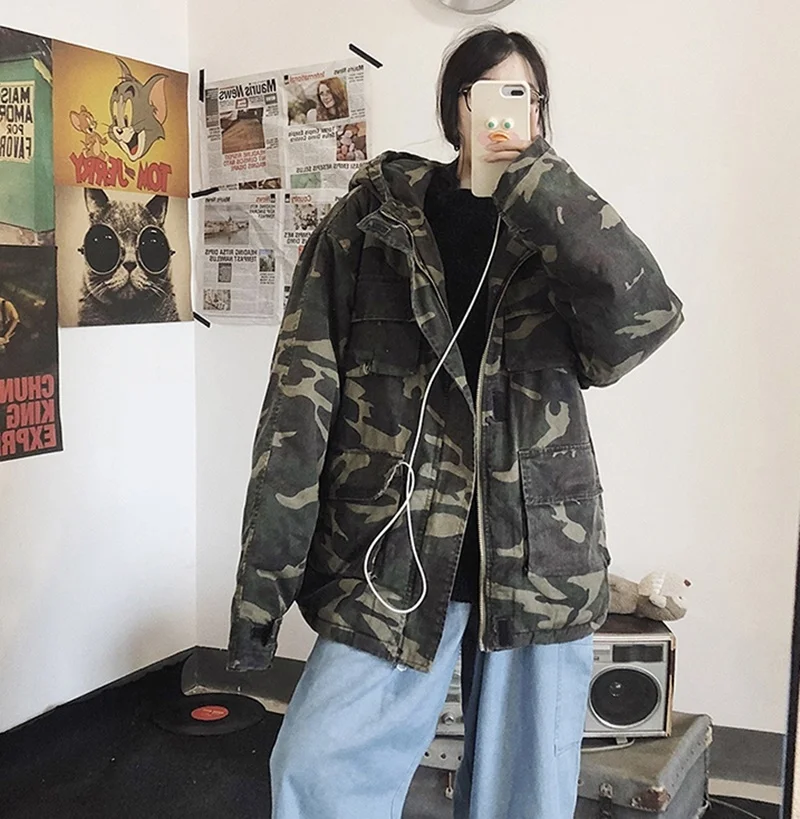 Новая зимняя мужская одежда с хлопковой подкладкой свободная теплая камуфляжная куртка повседневная Толстая с капюшоном размера плюс Японская уличная одежда KK3100