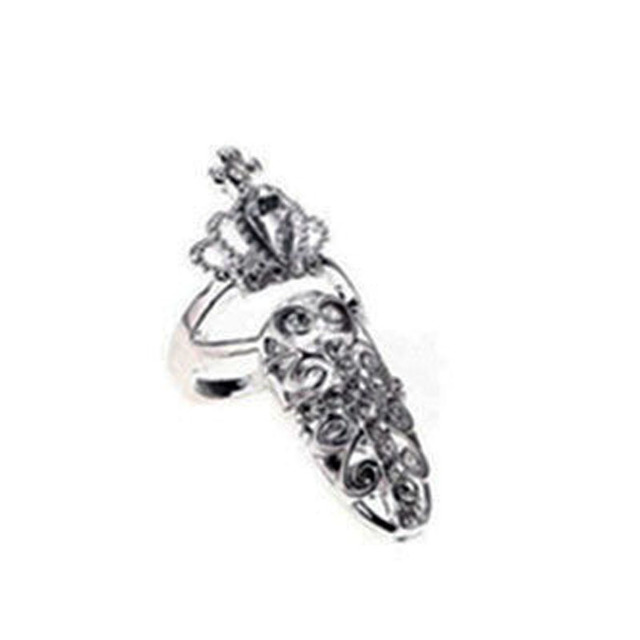 Flower Lady Rhinestone Fingernail Protective Fashion Jewelry Bowknot Crown Nail Ring Crystal Finger Nail Rings For Women