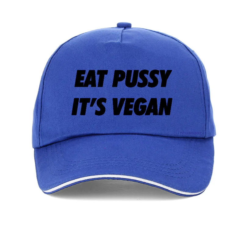 Синий Брендовая Мода eat pussy его веганские буквы cap100% хлопок для женщин и мужчин регулируемые бейсболки унисекс хип хоп бейсболки шляпы Gorras - Цвет: Синий
