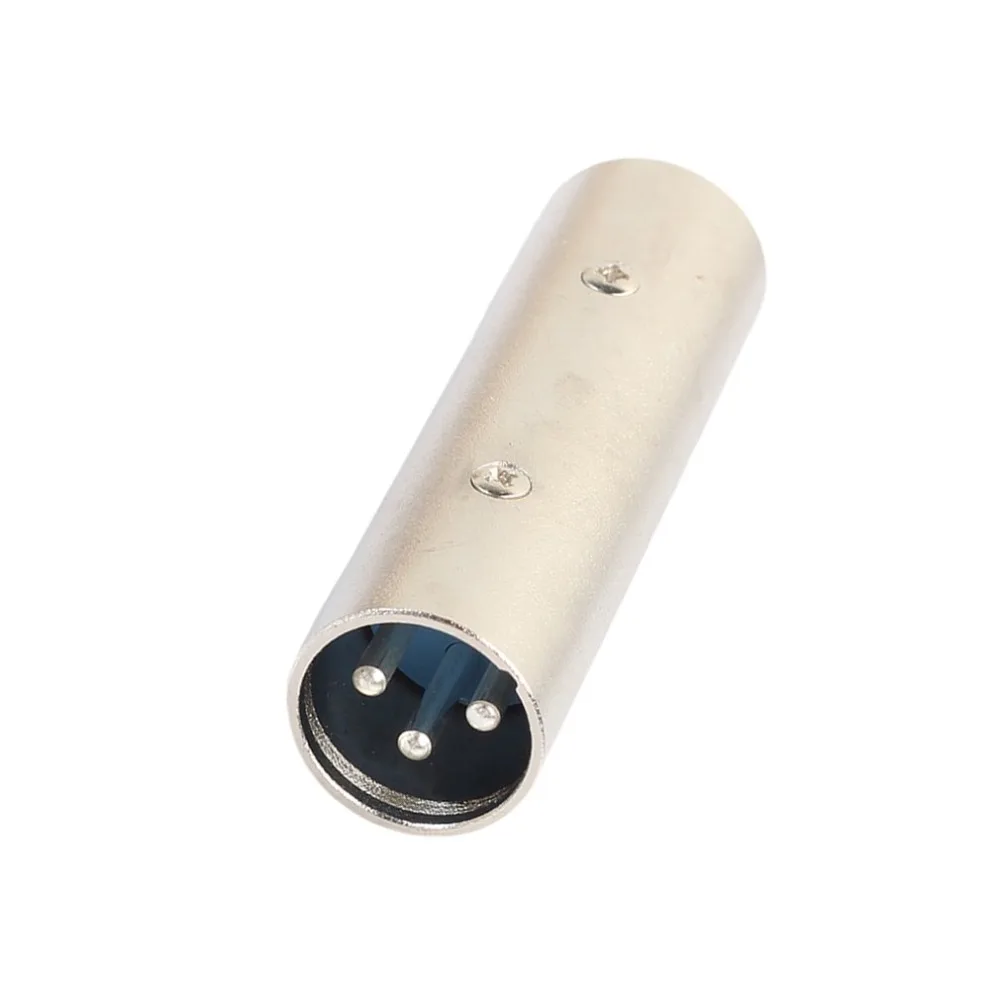 Цинковый сплав 3 Pin XLR Мужской к XLR Мужской адаптеры микрофон мощность для адаптера разъем Серебряный